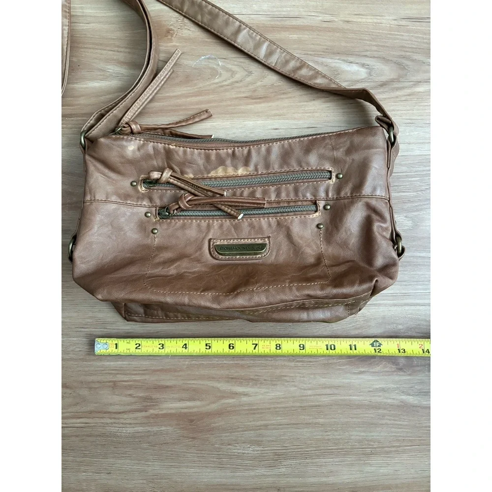 Women's Stone Mountain Double Washed Brown Tan‎ Sophia Hobo Shoulder Bag Purse